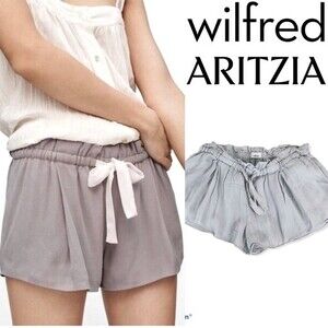 ARITZIA Wilfred Montrouge Short Crepe Gray Stripe Paperbag Boho Drawstring S